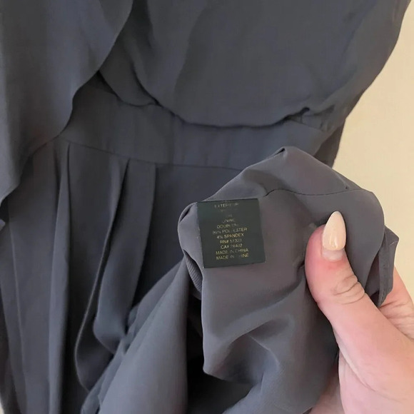 Cynthia Steffe Women Dark Gray Silk Shift Dress 10 Pleated Sleeveless Rhinestone - Picture 9 of 9